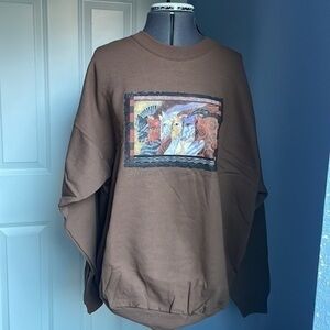 NWT Laurel Birch Moroccan mares brown sweatshirt size large